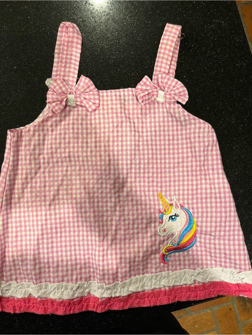 Source Unknown Pink Gingham Unicorn Camisole Top